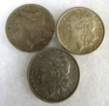 1885-O, 1887-O, 1889 Morgan Silver Dollars