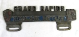 Antique Highland Motors Plymouth DeSoto Cast Aluminum License Plate Topper Grand Rapids