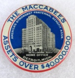 Antique The Maccabees Detroit Advertising Pocket Mirror 2.25