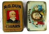 (2) Antique Flat Tobacco Tins Emerson, R.G. Dun