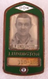 Antique Original Dow Chemical Ludington Michigan Employee Photo Badge