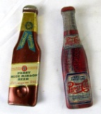 (2) Antique Tin Litho Advertising Bottle Openers- Pepsi Cola, Pabst Blue Ribbon Beer