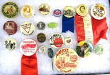 Large lot of Asst. Antique Pin Backs Fair, 1931 Atlantic City, Gilbertsville Fire, etc