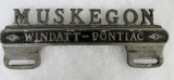 Antique Windatt Pontiac, Muskegon, Michigan Cast Metal License Plate Topper