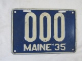 Rare 1935 Maine Sample License Plate
