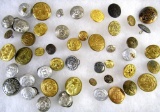 Grouping Antique Uniform Buttons- Military, Fire, Railroad