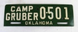 WWII Era US Army Training Camp Gruber Automobile License Plate Oklahoma