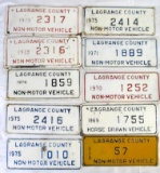 Lot (10) Vintage LaGrange County Indiana Non-Motor Vehicle/ Carriage License Plates