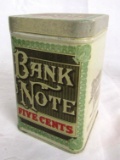 Antique Bank Note Cigars Tobacco Tin 3.5 x 5.25