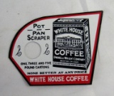 Antique White House Coffee Metal Advertising Pot Scraper