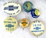 (6) Antique Chevrolet Advertising Pin Backs