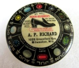 Antique A.P. Richard Shoes Milwaukee Advertising Pocket Mirror 2.25