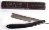 Rare G. Baker & Sons Straight Razor w/ McKinley, Roosevelt, & Admiral Dewey Etched Blade
