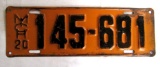 1920 Michigan Original License Plate