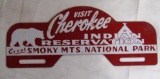 Rare Vintage Cherokee Indian Reservation Metal License Plate Topper Smoky Mountains National Park