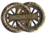 Antique 1923 New York State Automobile Association Grill Badge/ Plate Topper Binghamton