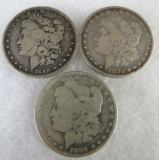 1880-O, 1888-O, 1889-O Morgan Silver Dollars