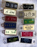 Lot (12) Different Michigan DAV Disabled Veterans License Plate Key Tags 1949-1973