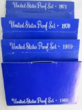 1968, 1969, 1970, 1971 US Mint Proof Sets