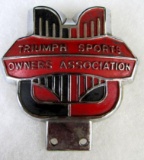 Vintage Triumph Sports Owners Association Metal License Plate Topper