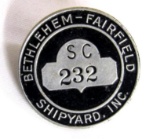 Antique Original Bethlehem-Fairfield Shipyard (Baltimore, MD) Employee Worker Badge