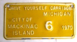 Vintage 1970 Mackinac Island Michigan Drive Yourself Carriage License Plate