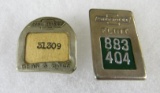 (2) Antique Original Chevrolet Employee Badges- Flint, & Gear & Axle