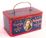 Antique George Washington Cut Plug Tobacco Tin / Lunchbox style