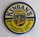Antique Kingan's Sausage Lard Co. Advertising Pocket Mirror 2.25