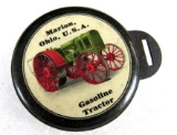 Rare Antique Huber Gasoline Tractor/ Steam Engine Watch Fob- Marion Ohio- Tin & Celluloid