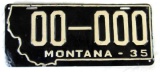 Rare 1935 Montana Sample License Plate