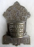 Antique Michigan Stove Co. Cast Iron Nickel Plated Match Holder