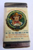 Rare Antique Farmer's Friend Grain Wind Stacker Advertising Match Safe