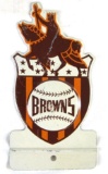Scarce Antique St. Louis Browns Baseball Embossed Metal License Plate Topper