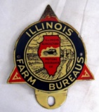 Antique Illinois Farm Bureau Porcelain Enameled License Plate topper