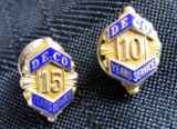 (2) Antique Detroit Edison Service Pins (10 yr., & 15 yr.)