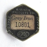 Antique GMC Grey Iron / Saginaw Products Employee Worker Badge