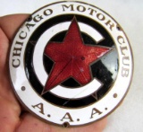 Antique AAA Chicago Automobile Club Porcelain/ Cloisonne Enameled Grill Badge