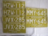 (3) Pairs Vintage 1970 Michigan License Plates (6 Total)