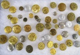 Grouping Antique Uniform Buttons- Military, Fire, Railroad