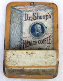 Antique Dr. Shoop's Health Coffee Advertising Tin Match Holder