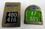 (2) Antique Original Chevrolet Employee Badges- Flint, & Foundry