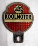Antique Cities Service Koolmotor Motor Oil Advertising Licence Plate Topper