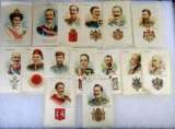 Lot (15) Antique 1890's-1900's World Kings & Queens Tobacco Silks Nebo Cigarettes