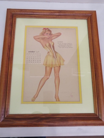 Vintage 1948 Vargas Girl Framed Print 13" x 16"