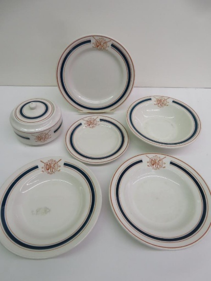 Rare Antique Washington Golf Country Club 6 pc Group of Dishware / Restaurant ware