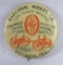 Antique Electric Wheel Co. Farm Wagons Celluloid Advertising Pin Quincy, Illinois