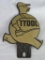 Antique Tydol Motor Oil Embossed Metal License Plate Topper