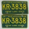 1968 Michigan Great Lakes State License Plates Pair