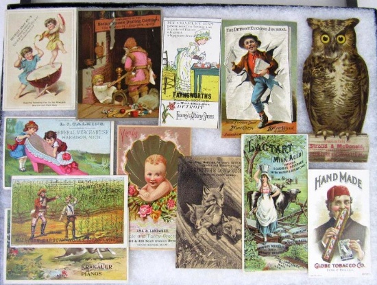 Grouping Antique Victorian Advertising Trade Cards- All Michigan- Detroit, Grand Rapids, etc.